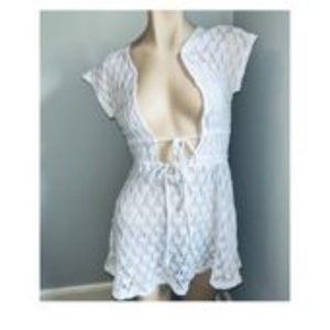 Drawstring Waist Knitted Beach Cover Up